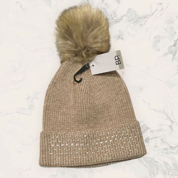 NWT Nordstrom BP. Bundle: Embellished Tan Knit Beanie, Multicolor Beanie and Gre - Picture 3 of 3